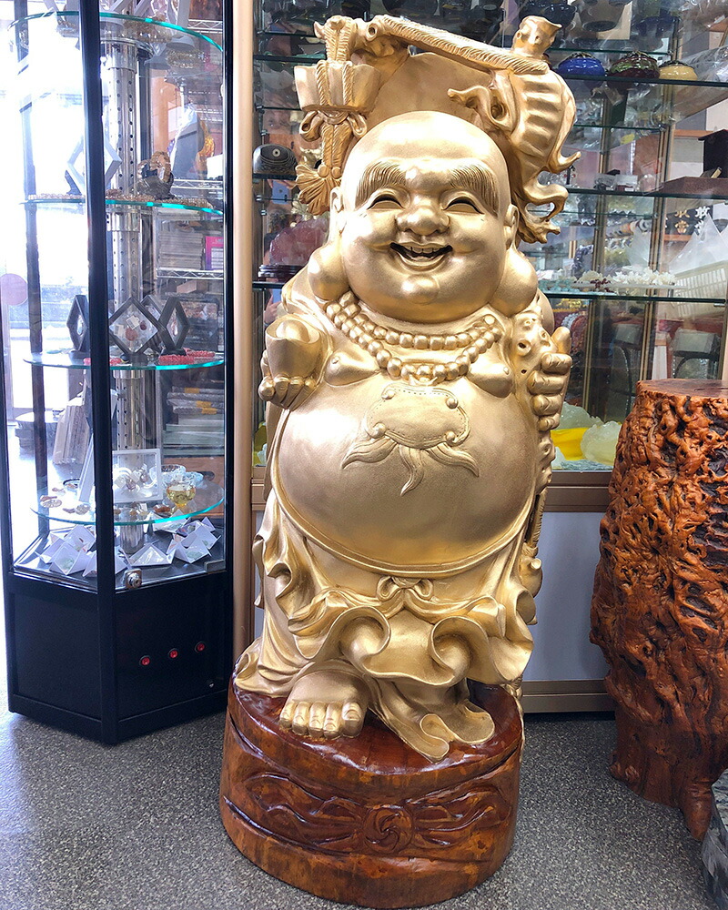 七福神布袋様木彫置物