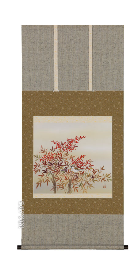 楽天市場】掛け軸 掛軸（かけじく）南天に雀（川島 正行）全国送料無料