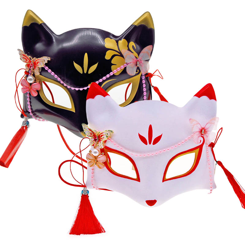 楽天市場】お面 狐マスク きつね 仮面 白 黒 ダンス ヒップホップ 演劇