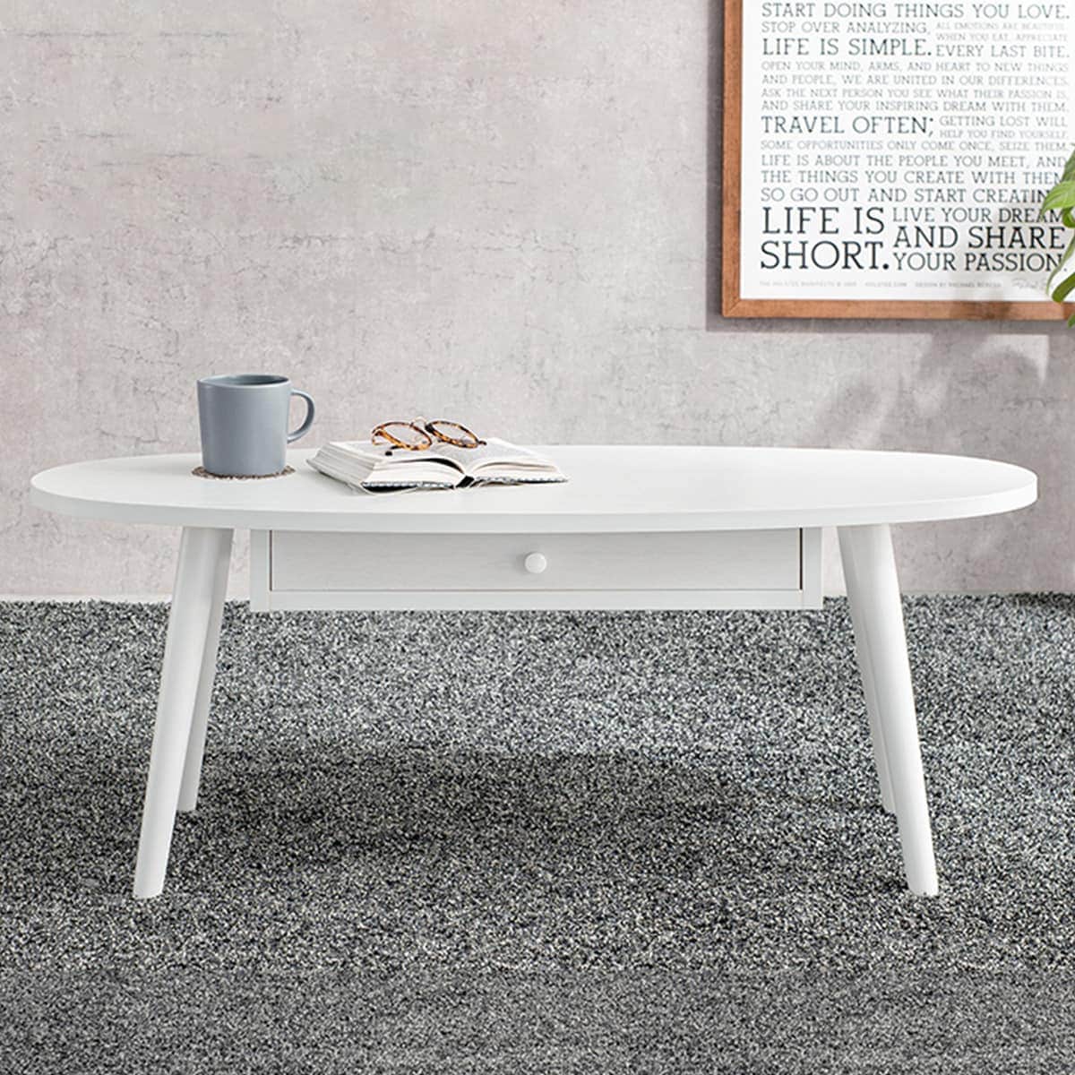 楽天市場】引出し2個付き楕円形センターテーブル 幅110cm （WW