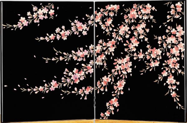 楽天市場】会津漆器 屏風 衝立 桜富士 黒 びょうぶ 木繊 会津塗り
