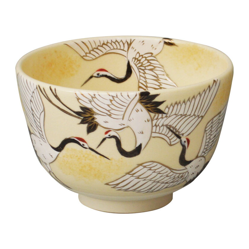 黄交趾紅葉に流水抹茶茶碗 伊藤南山作 黄交趾紅葉に流水抹茶茶碗 伊藤