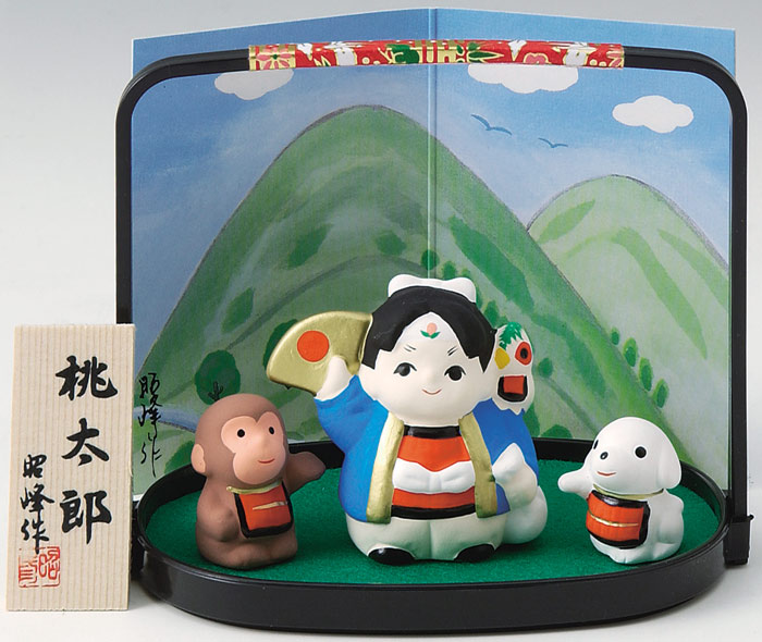 楽天市場】陶器製 武者人形・日本人形 桃から生まれた日本一の桃太郎