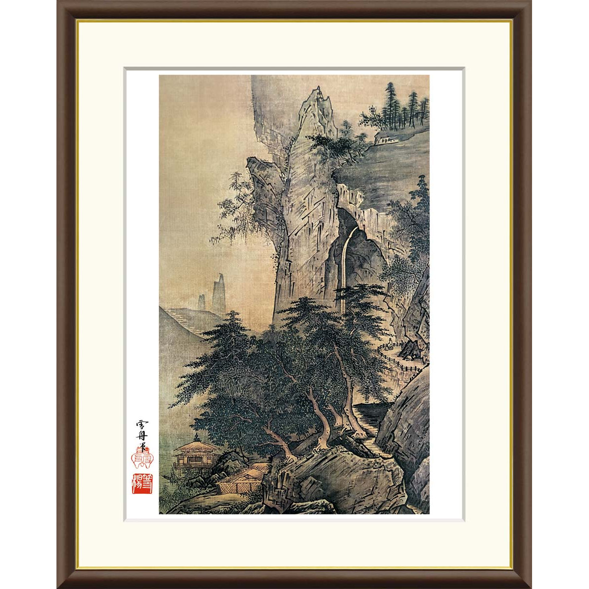 額縁 美術品 水墨画 飾り 山水絵 日本画 中国画 伝統芸術 真作 原作 アルミ