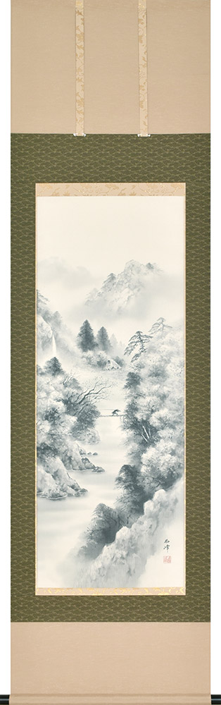 楽天市場】掛け軸 掛軸 水墨山水 中沢樹芳 尺五立(54.5×190cm) 桐箱