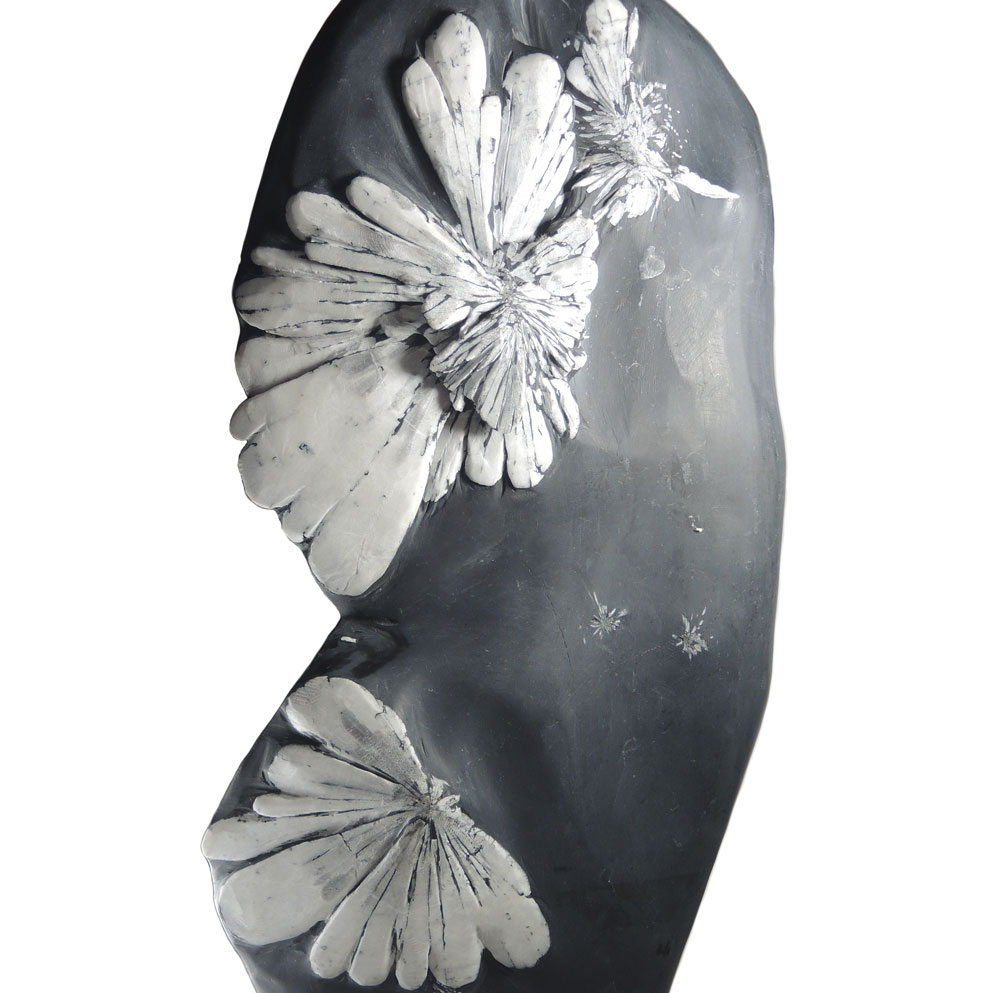 天然石 鑑賞石 菊花石 置物 重さ約1kg 唐木台付 古玩 V R6655