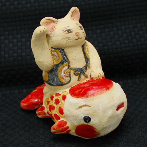 楽天市場】堤人形 つつみのおひなっこや- 鯛黒猫（大） 和のインテリア