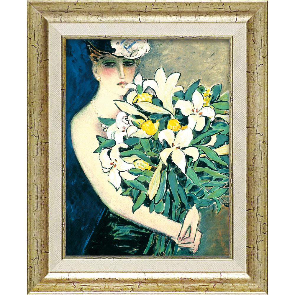 油絵 菅家令子 絵 絵画 インテリア 額付(銀) F4-091616 花 油絵 菅家