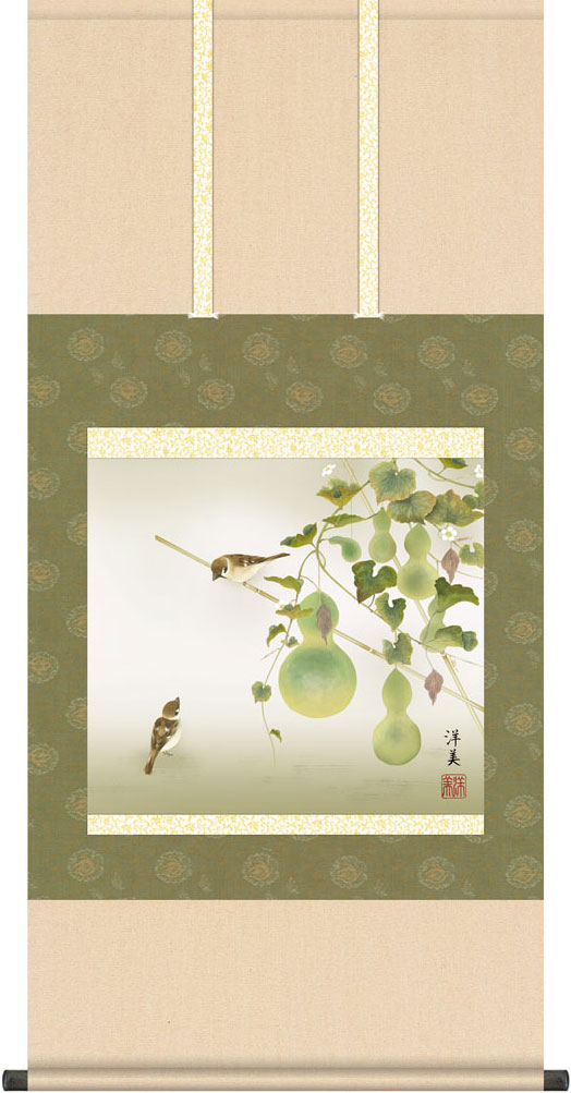 楽天市場】掛け軸 掛軸（かけじく）尺三幅 開運六瓢息災図（伊藤 翔風