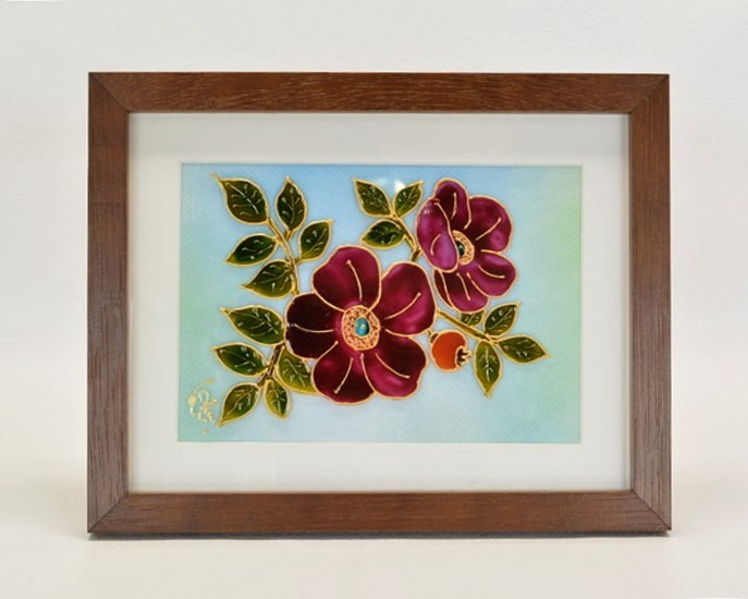 手描きガラス花瓶 蝶と木の葉 和雑貨 四季彩堂 オンラインショップ