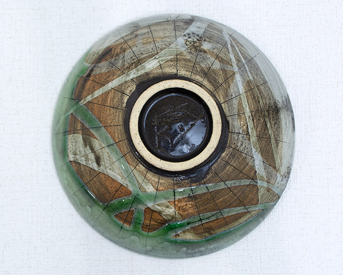 林克次 竹の絵柄陶器皿 専用木箱付き 林克次 竹