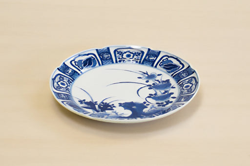 南紀高松焼 芙蓉手 染付菓子鉢 皿】骨董 アンティーク インテリア 南紀