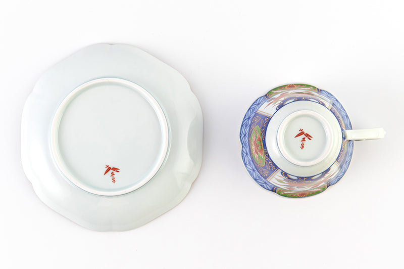 有田焼 古伊万里様式 染錦手（そめにしきて）花鳥地紋様江戸時代3