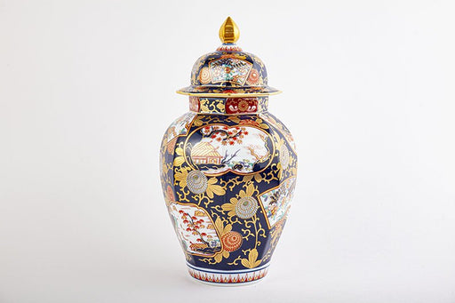 伝統工芸・総手描き古伊万里様式金欄手壺 インテリア装飾用の瓶 楽天