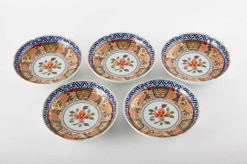 アンティーク古伊万里 中皿 桃紋 5枚 MOR 70627 アンティーク古伊万里 中皿