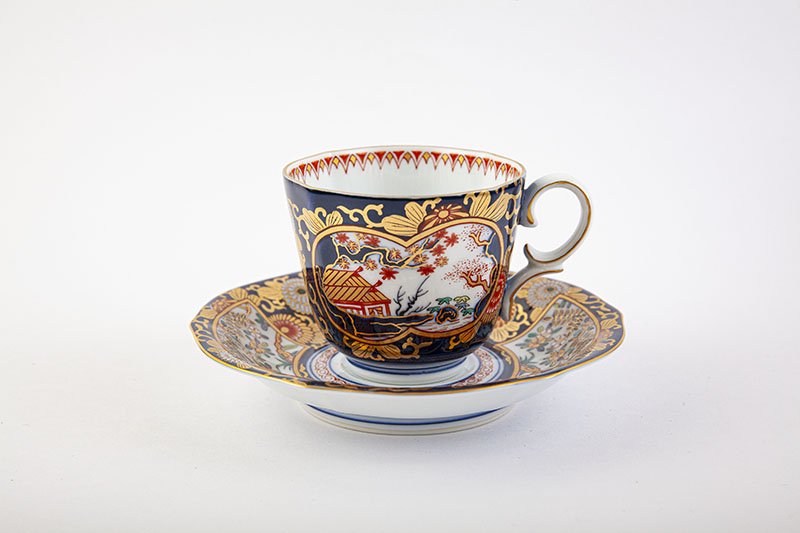 ❤️有田焼 華山萬右衛門の古伊万里珈琲カップ&皿 セット1客木箱入り