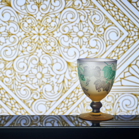 彫刻 幻夢柄子 ぶどう紋 ゴブレット ｜江戸切子グラスならTABLEAU