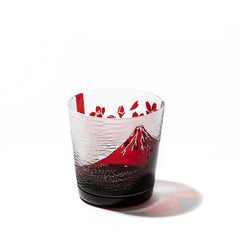 江戸硝子 赤富士に桜 フリーカップ 赤 ｜江戸切子グラスならTABLEAU