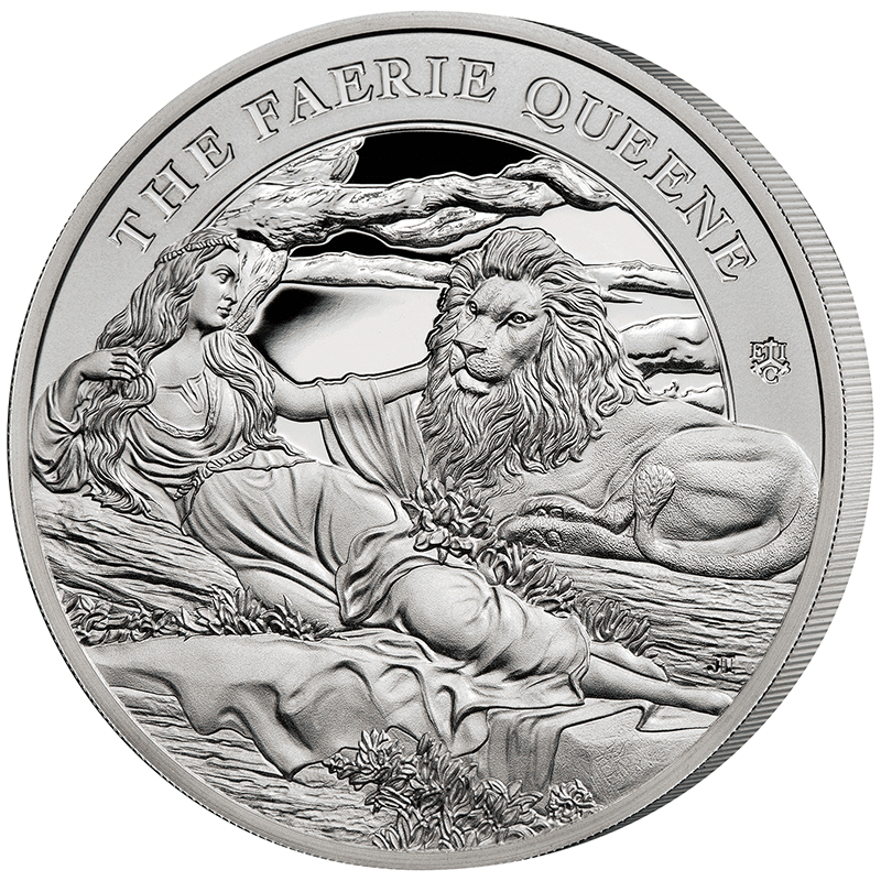 美品)2024年「ウナとライオン」純銀2オンス銀貨 2023年 セントヘレナウナ