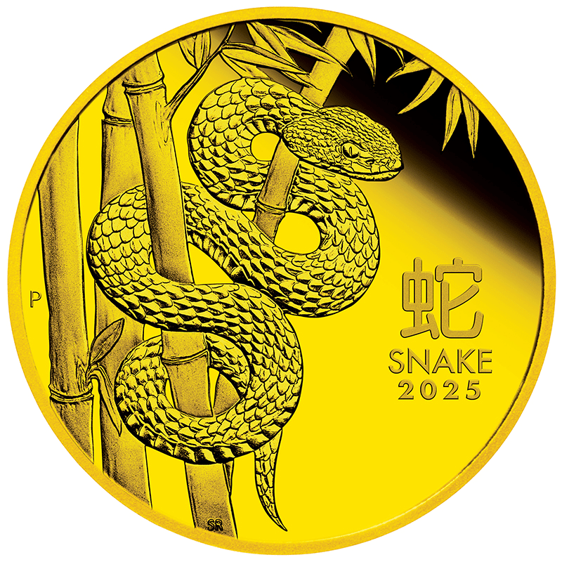 F】 オーストラリア 2025年 巳年蛇図 100ドル金貨 プルーフ