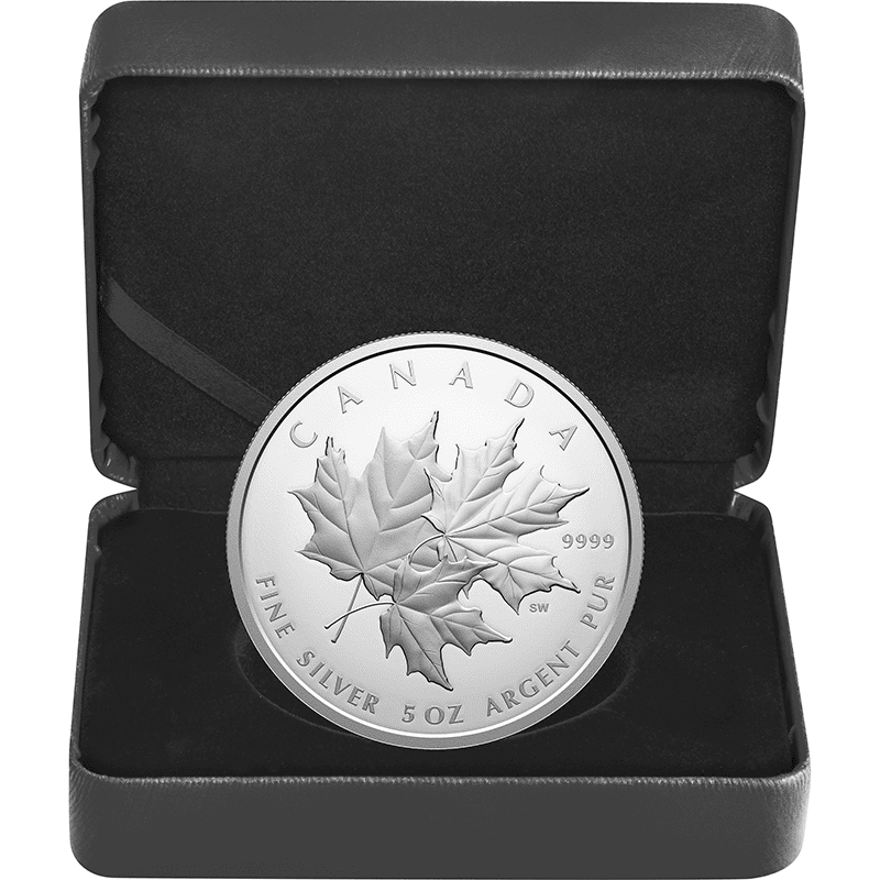 カナダ 2025年 3枚の重なるメイプルリーフ 50ドル銀貨 プルーフ