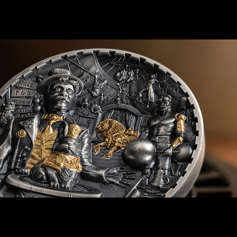 クック諸島 2024年 スチームパンク カーニバル 20ドル銀貨金メッキ付