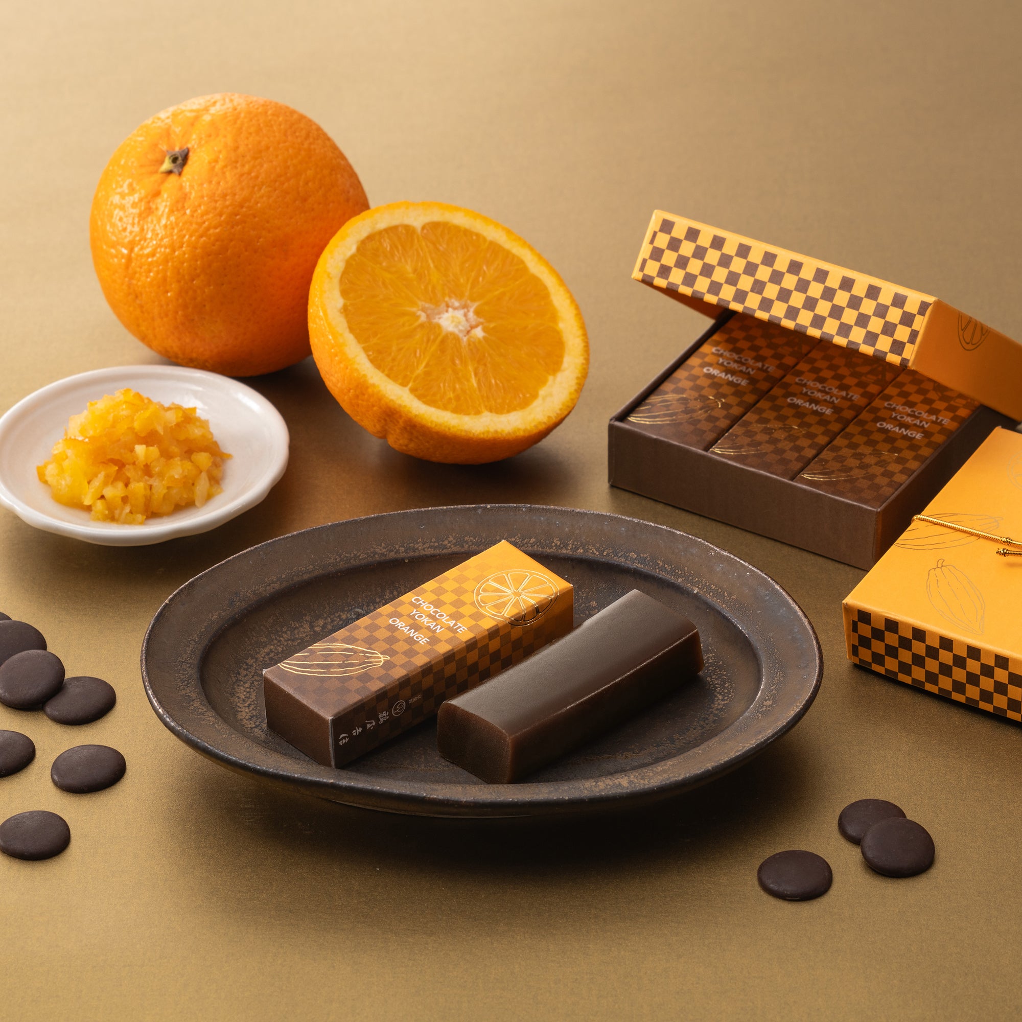 チョコレート羊羹 オレンジ 3本入｜季節の和菓子｜鶴屋吉信公式