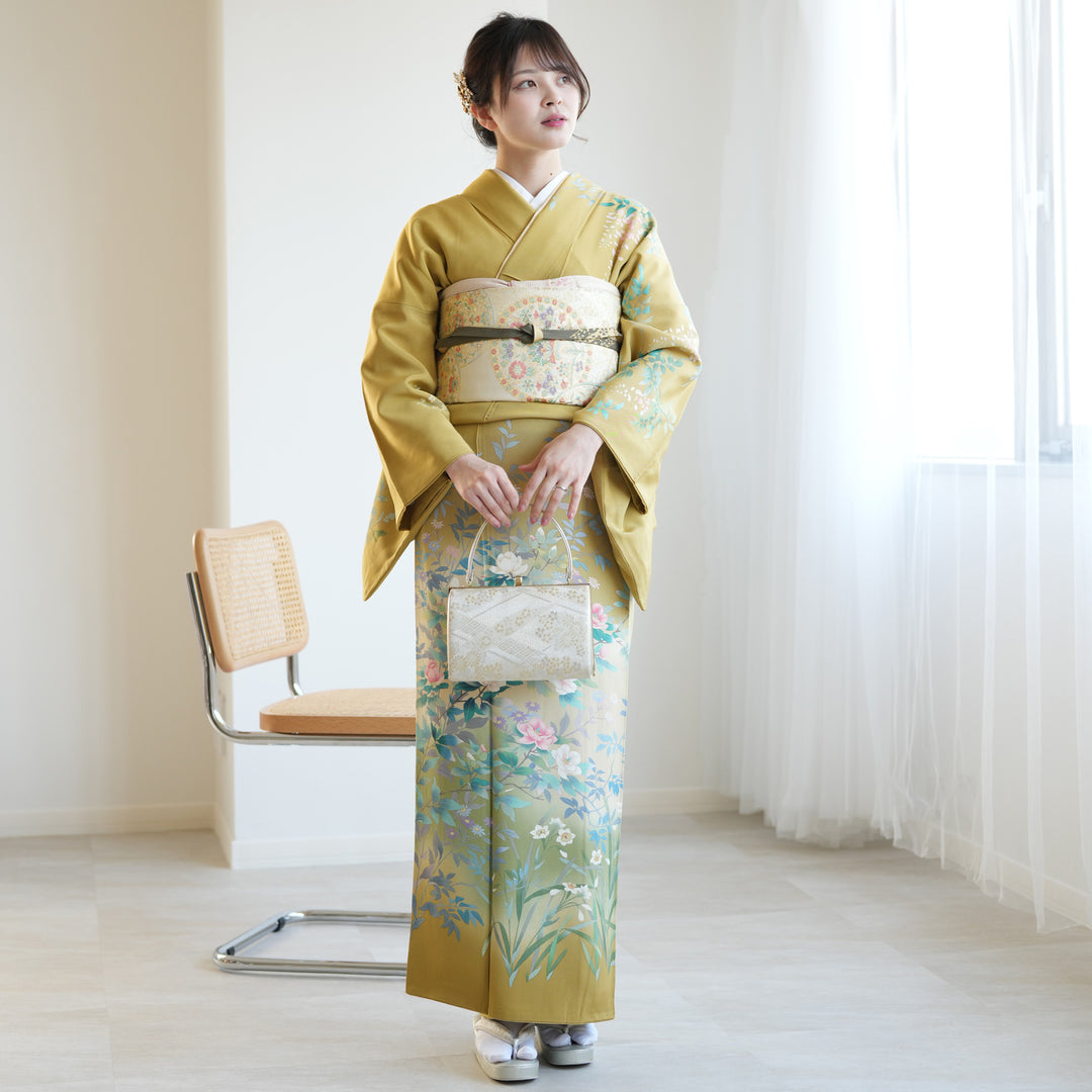 5185 振袖単品 モリハナエ 森英恵 正絹えんじ赤 桜 成人式結婚式卒業式