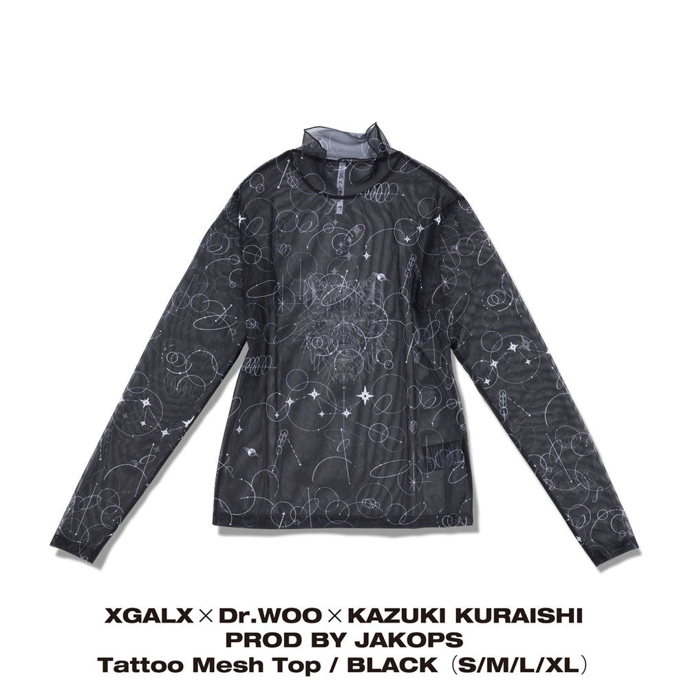 XGALX×Dr.WOO×KAZUKI KURAISHI PROD BY JAKOPS Tattoo Mesh Top