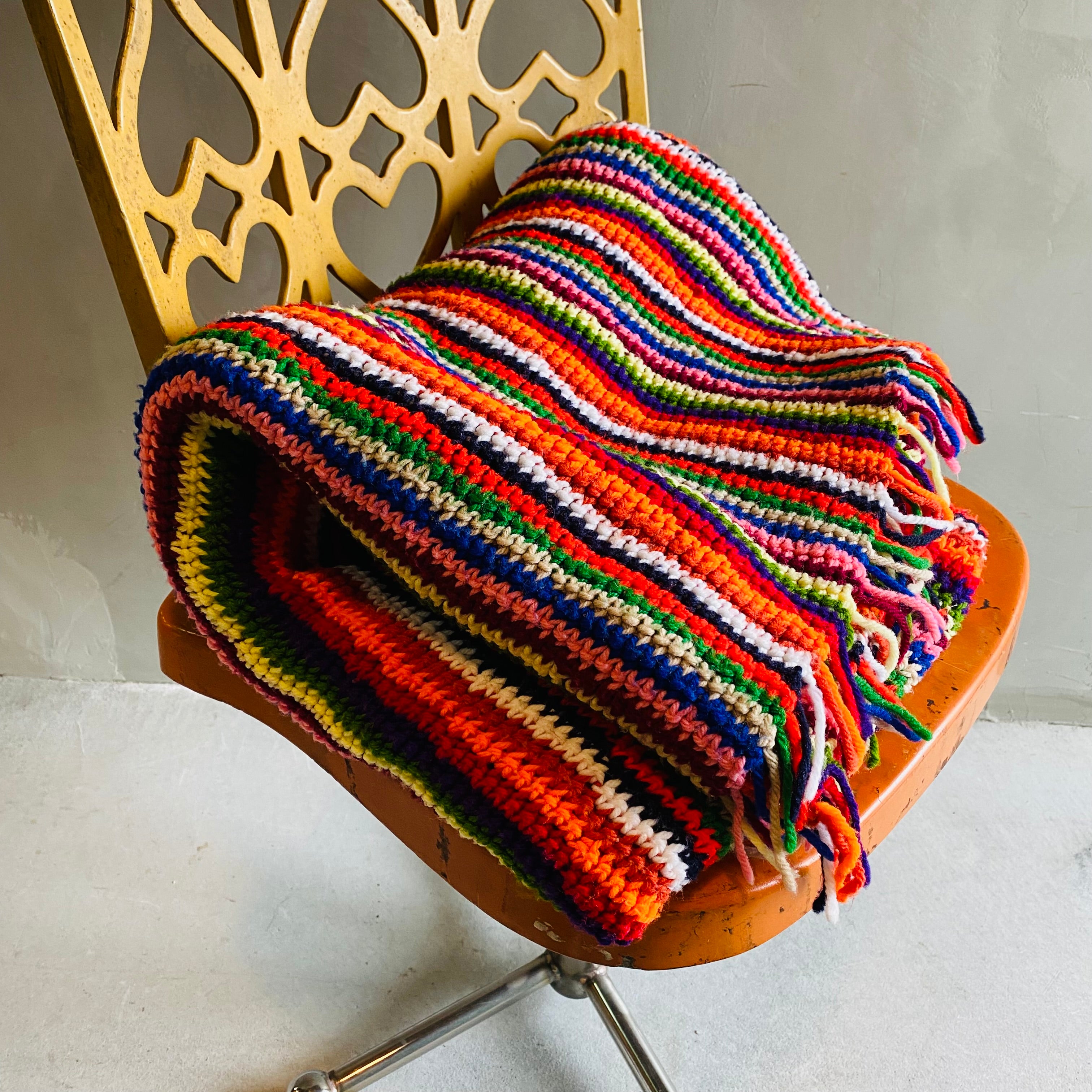 USA vintage】グラニーブランケット ラグ カラフル ギザギザ 【公式通販】