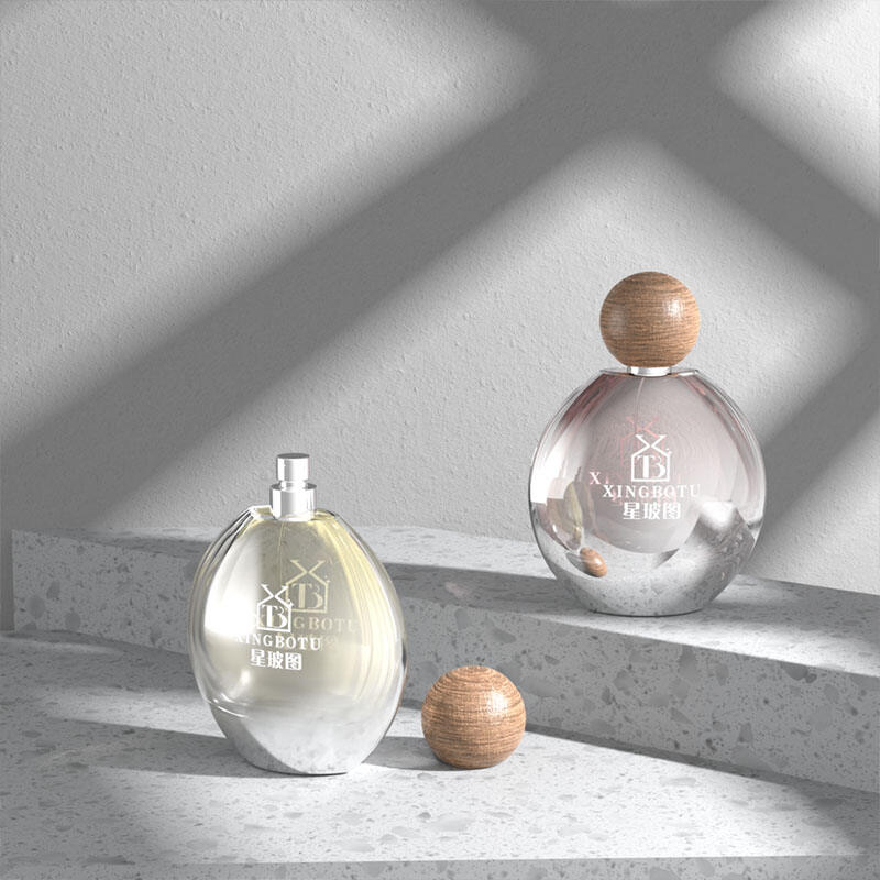 丸いガラス瓶香水容器 厚底 カスタマイズ可能な木製カバー 大容量香水