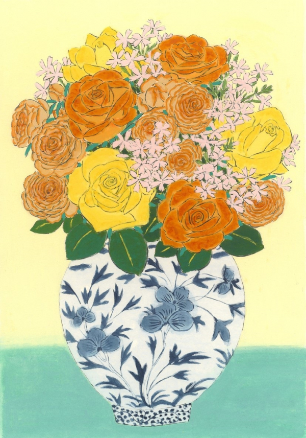 他の方発送×青木乃里子【黄色の薔薇】lithograph ジグレー 他の方発送