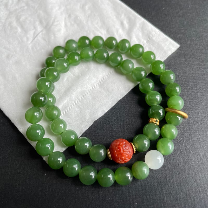 販売済み 天然和田玉碧玉翡翠アップルグリーン平安ボタンのネックレス