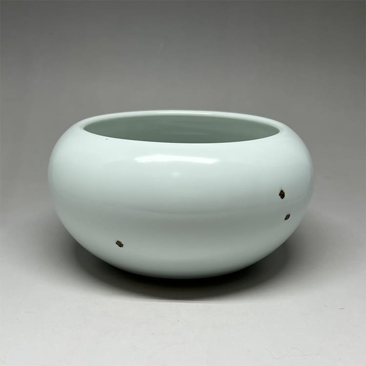 送料込み □ 高麗青磁 李貞夏造 水廣陶窯 水指 茶道 焼物 青磁