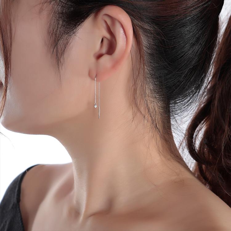 プラチナ900 ダイヤ合計0.1ctアメリカンチェーンピアス | TBS