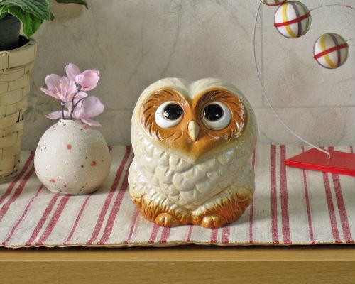 信楽焼 フクロウ 置物 ラブ 3号 白 ふくろう 梟 おしゃれ 北欧