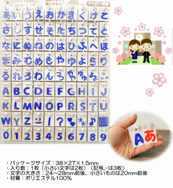 ラブリーネーム 青 お名前ワッペン数字0〜9 □ ハンドメイド 手芸