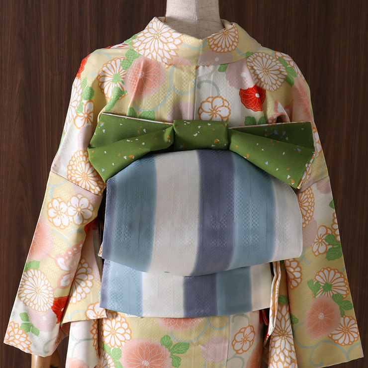 洗える 着物 小紋 袷 嵐山よしむら 日本製 菊唐草 オレンジ 古典 菊 花