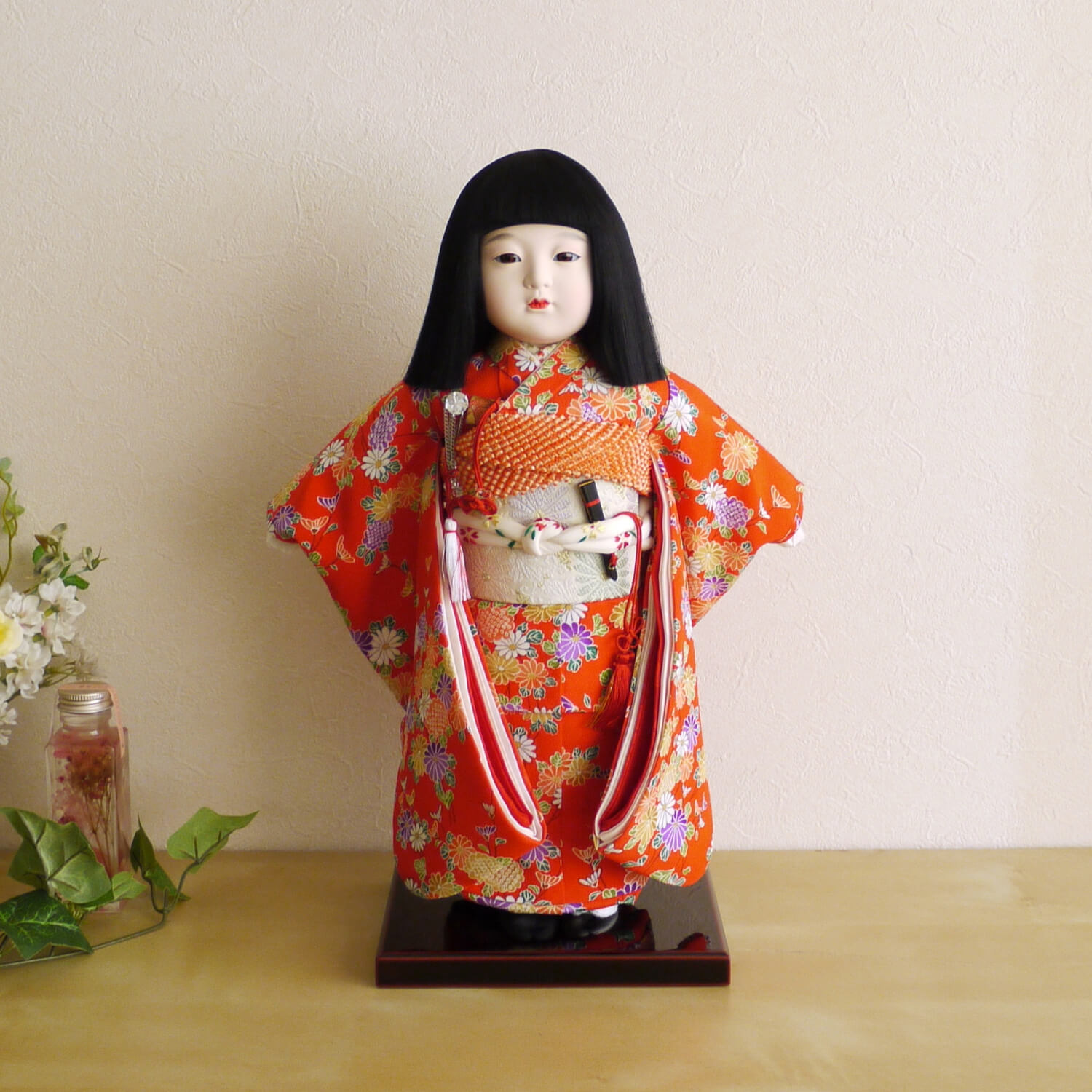 市松人形 元賀章介 11号尺一別染め 菊ちらし 増村人形店 MMN0174