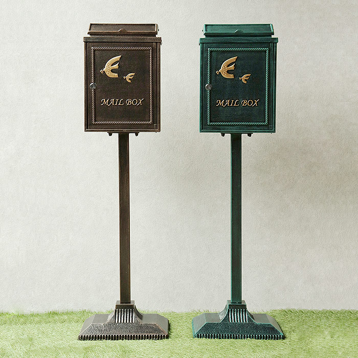 アンティーク風スタンドポスト 鍵付き 鋳物 郵便ポスト 郵便受け [t