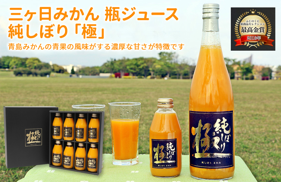 三ヶ日みかん 瓶ジュース 純しぼり「極」200ml×8本 ギフト : JAみっ