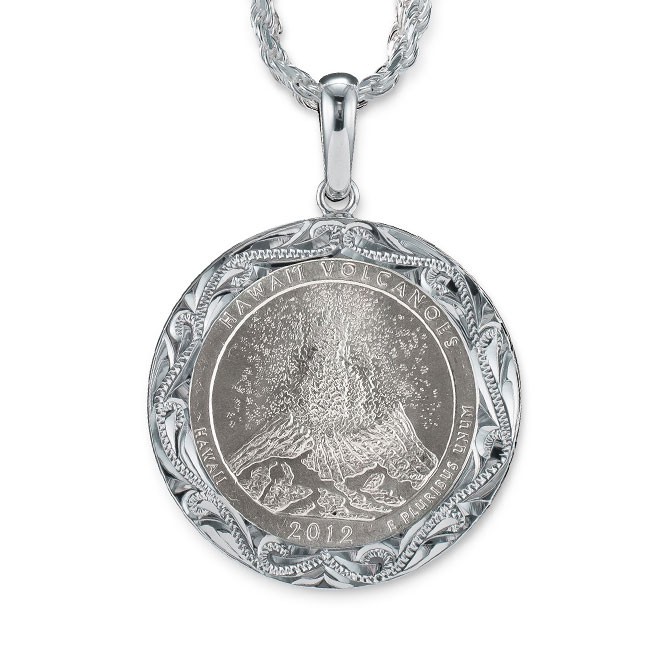 ハワイアンジュエリー ネックレス 刻印無料 誕生石入れ可 クォーター