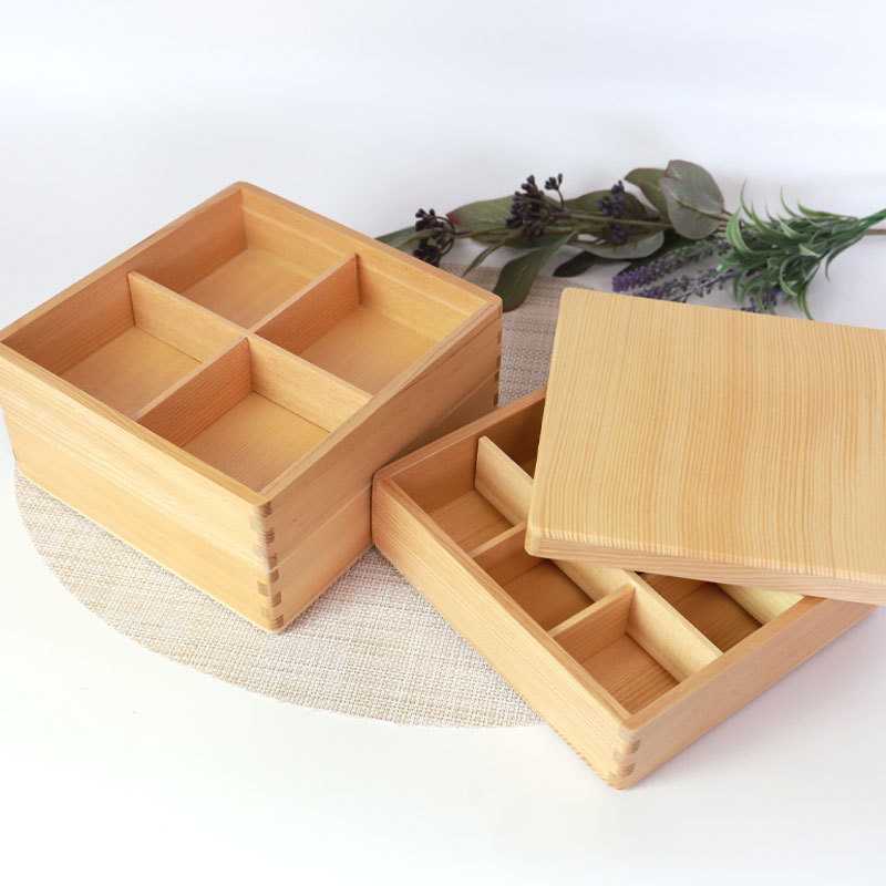みよし漆器本舗 天然木製 6寸 18.5cm 三段 重箱 白木 運動会 大型 弁当