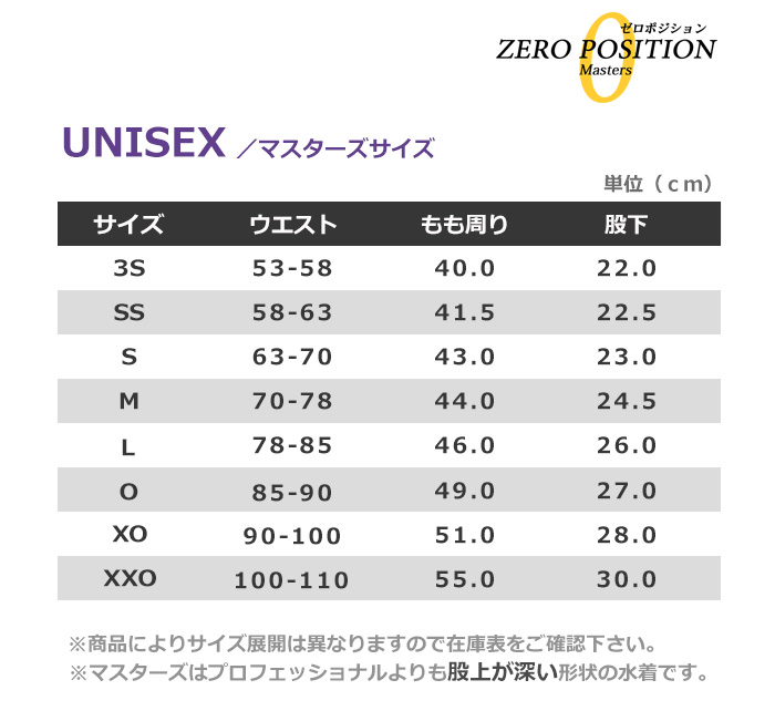 男女兼用 競泳練習用水着 浮力サポート ゼロポジション（マスターズ