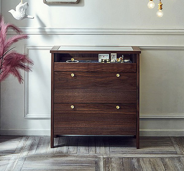 NIPPONAIRE チェスト 収納庫 木製 無垢 高級感 幅70cm ウォールナット