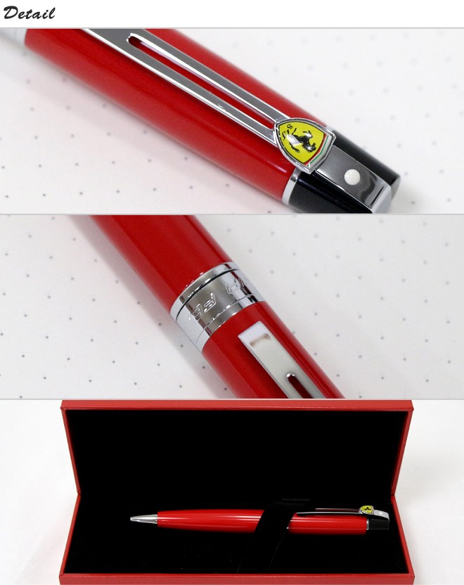 フェラーリ 赤いボールペン 専用ケース付き シルバー 925 フェラーリ