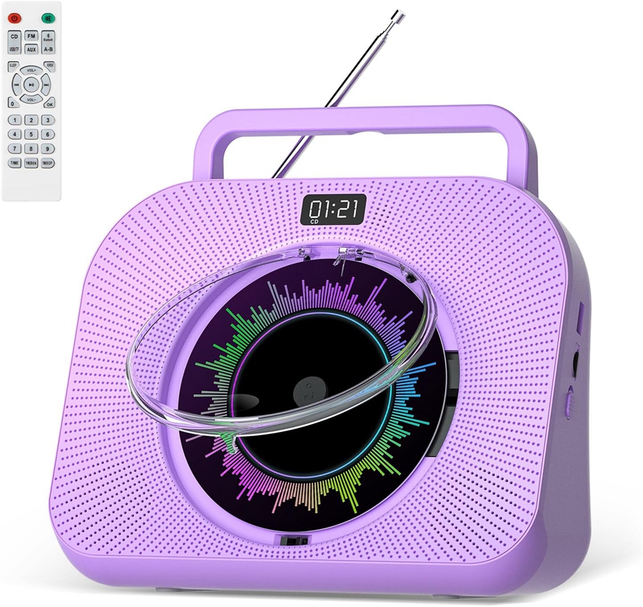 CDプレーヤー Bluetooth スピーカー内蔵 FM/AUX/LINE/USB/SDカードに