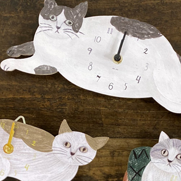 松尾ミユキ 壁掛け時計 おしゃれ 猫グッズ diecut clock(ダイカット