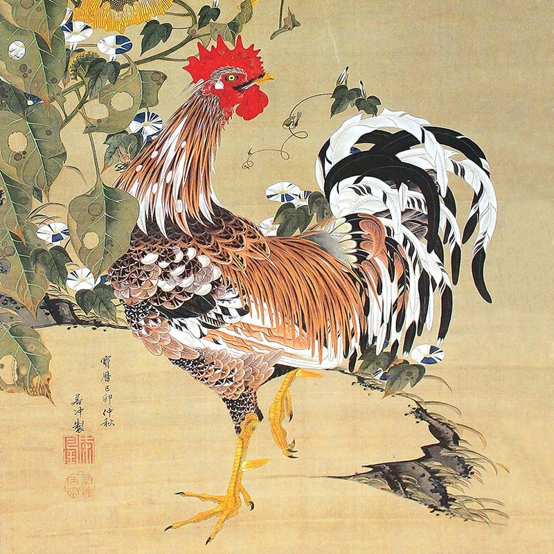 風呂敷(大:72cmx72cm) 伊藤若冲(No.1~20) ちりめん柄生地