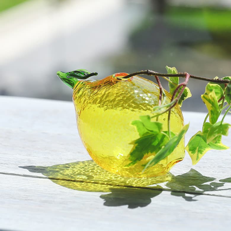 切り子】☆色被せ 黄色 切子 花瓶 花器 フラワーベース カットイエロー